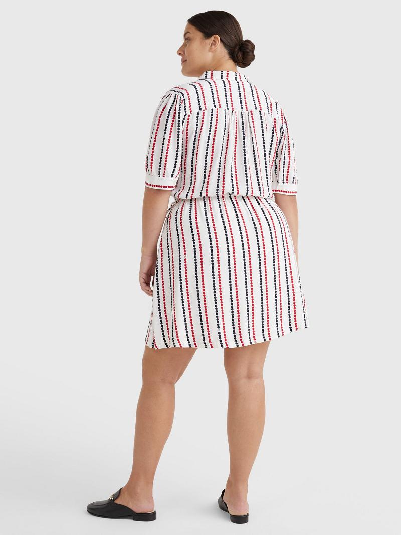 Női Tommy Hilfiger Curve Dot Shirtdress Dresses Fehér Színes | HU 53SGL